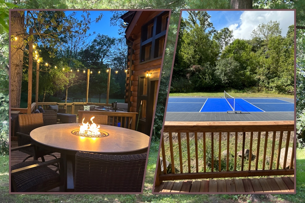 Play pickleball and then unwind around the fire table in the evening.