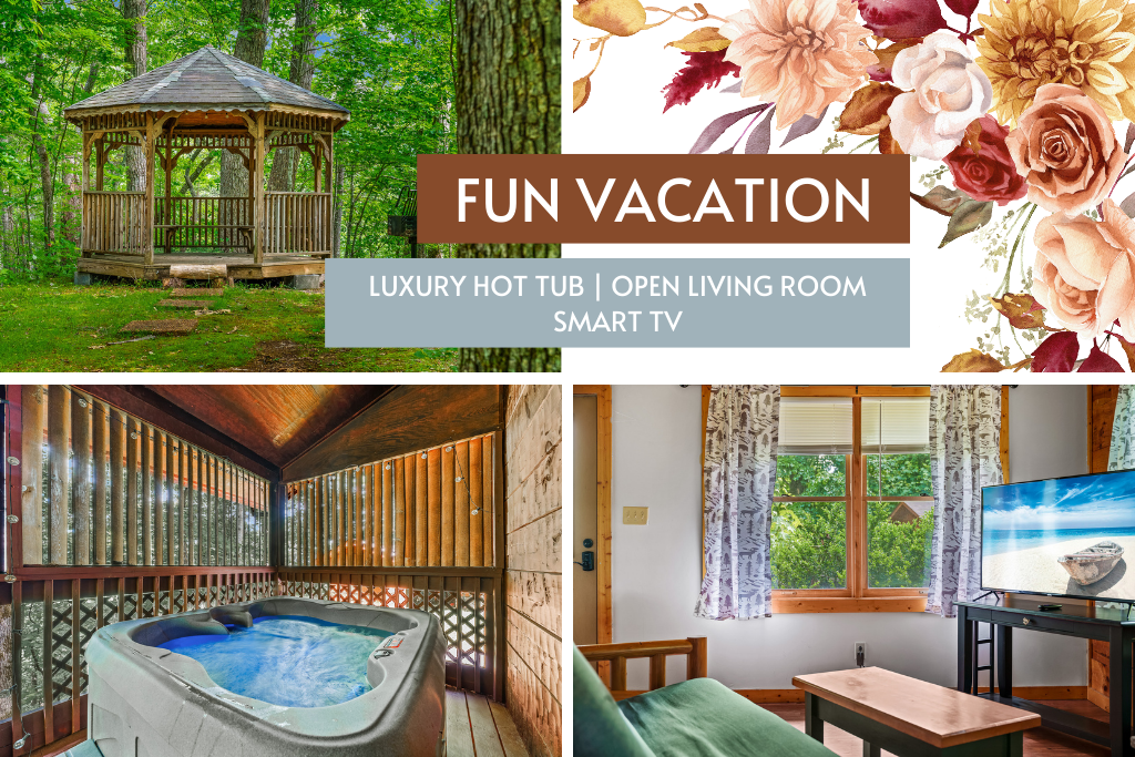 Soak outside or relax inside—luxury hot tub meets cozy entertainment space.