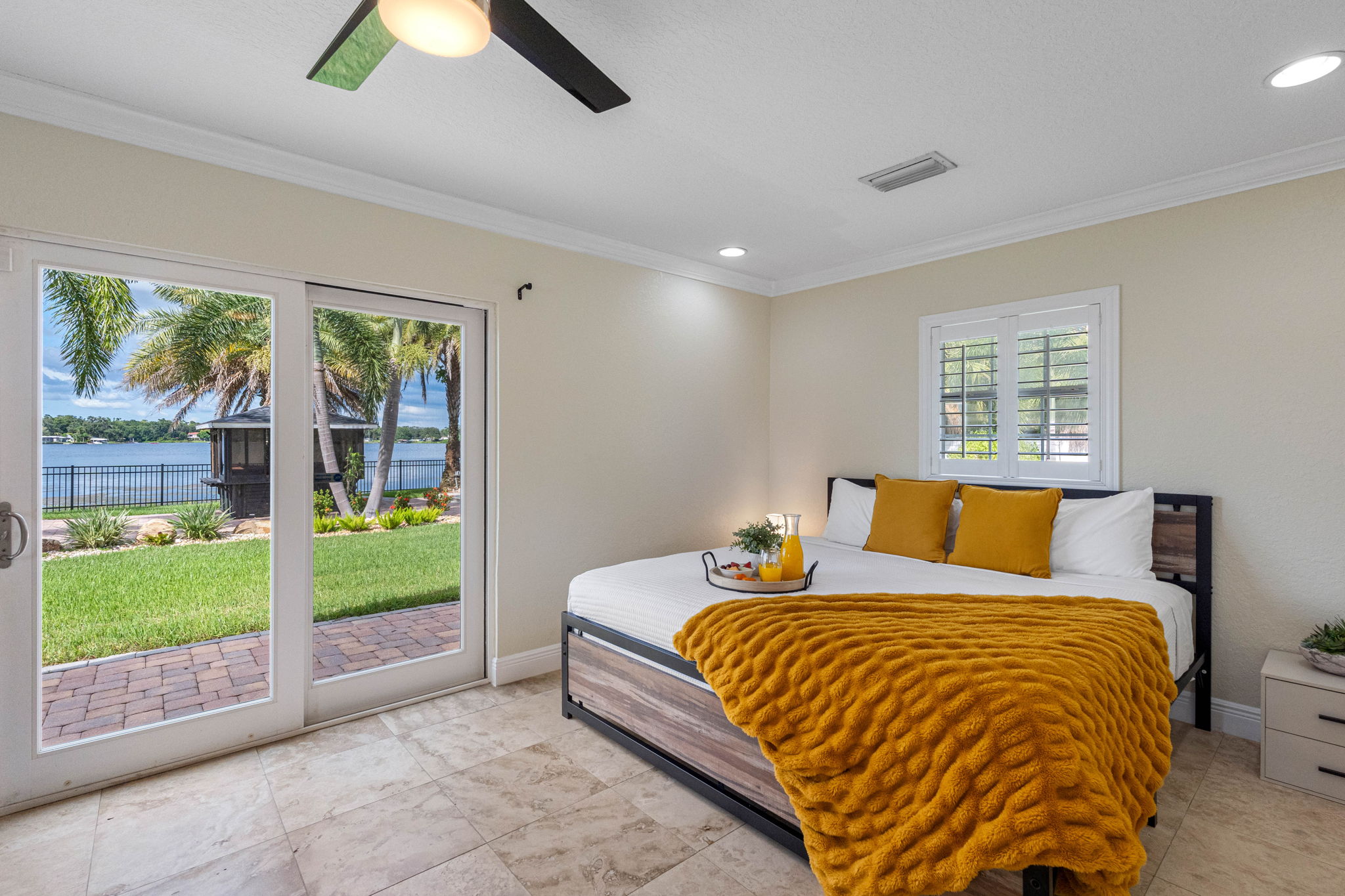 The calming, neutral color scheme creates a peaceful atmosphere.