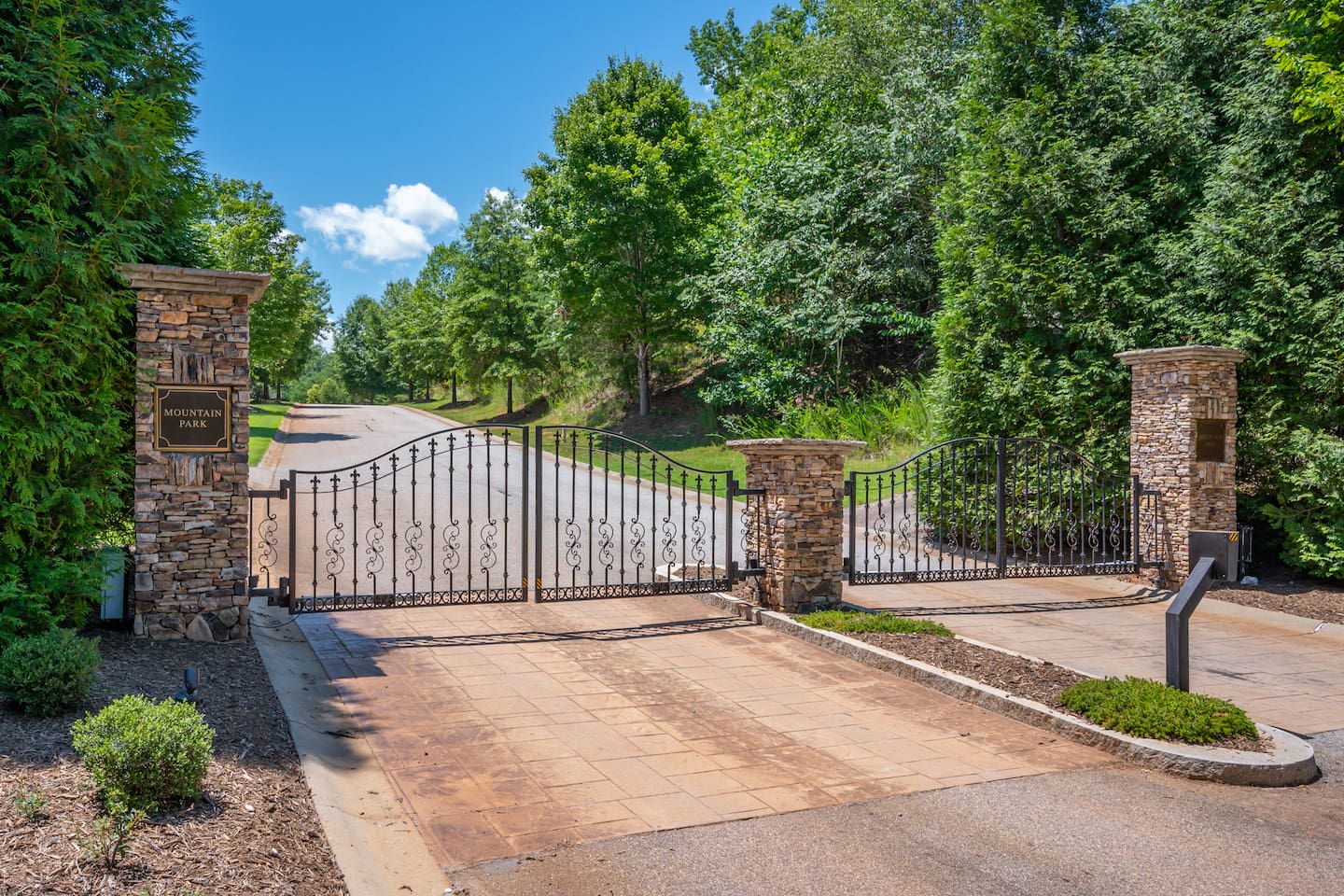 Private lake entrance and gated