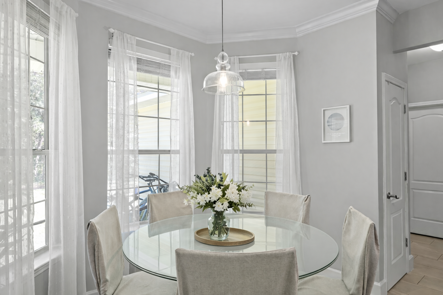 Kick back at the eat in kitchen- no fuss, just fun and plenty of space for everyone to spread out.