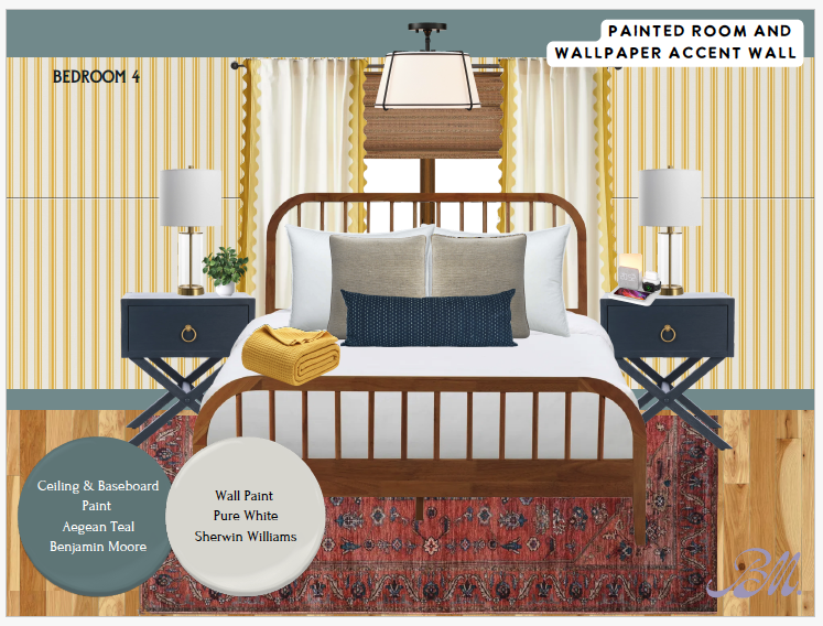 Updated main floor bedroom w/ coordinated decor & a cozy, finished feel.