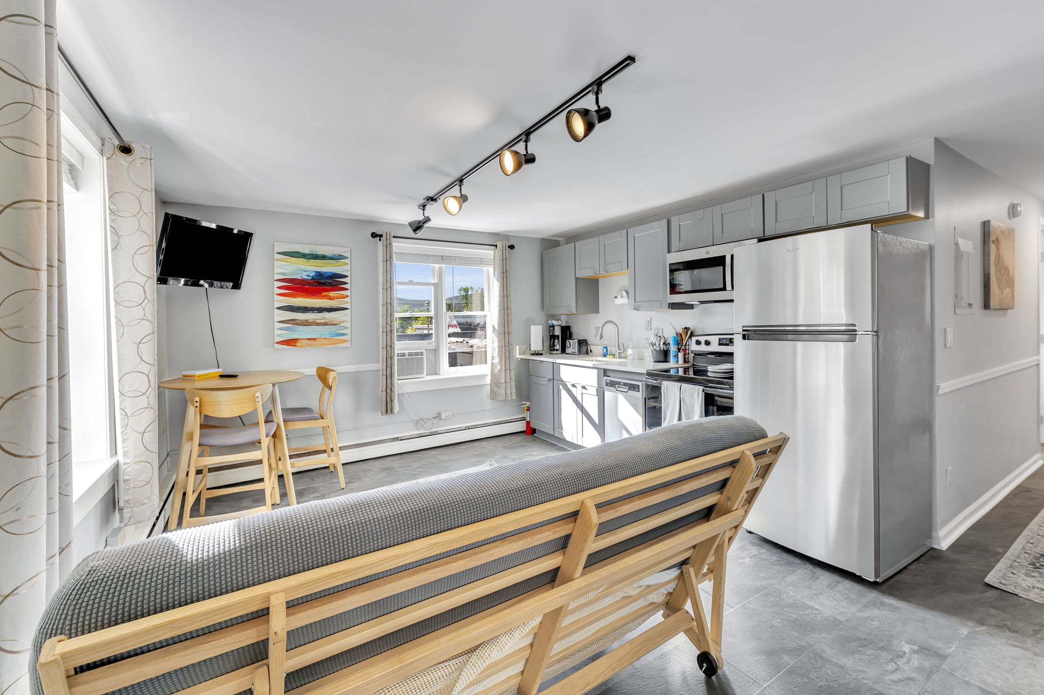 Creamery Apt 1 kitchen area, all new appliances and cabinets 2023.