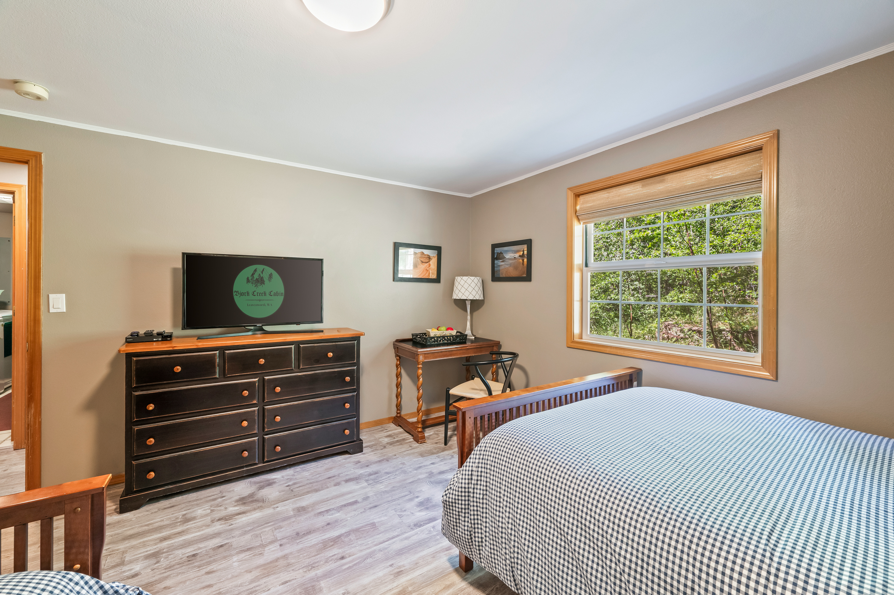 Bedroom #3 of 3: two full beds, TV with DVD Player and Roku