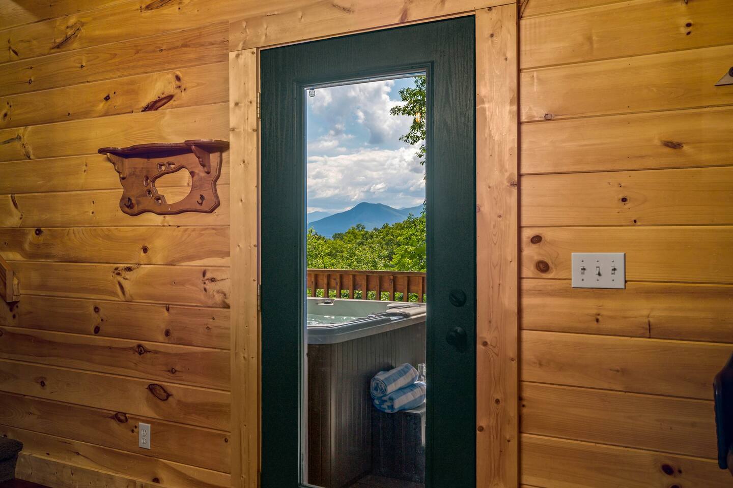 Mountain view from inside game room