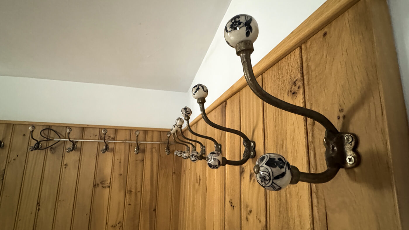 Boot room coat hooks