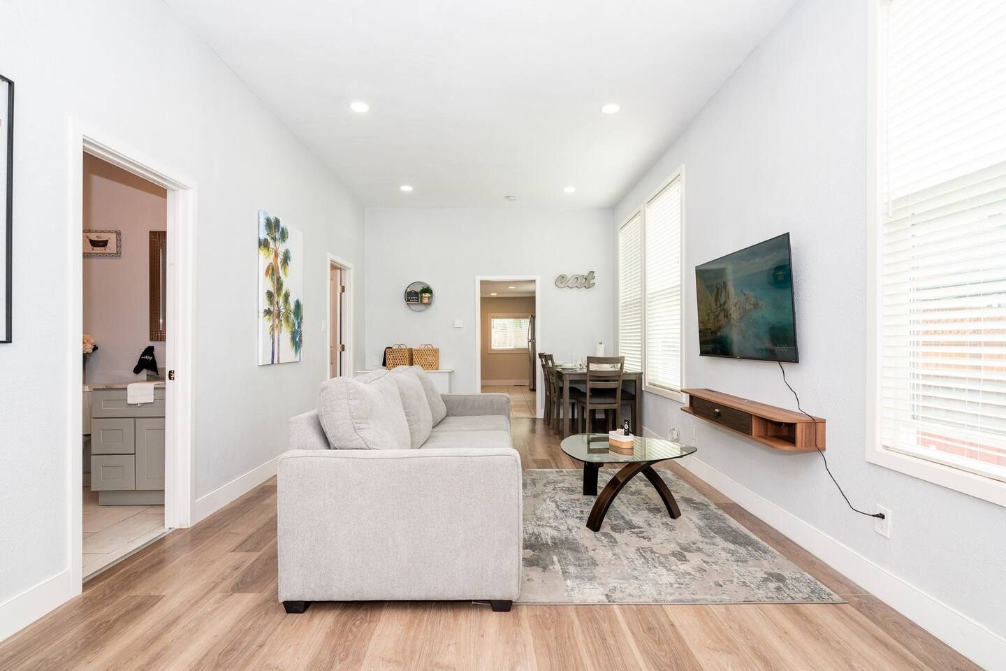 Couch and entertainment center