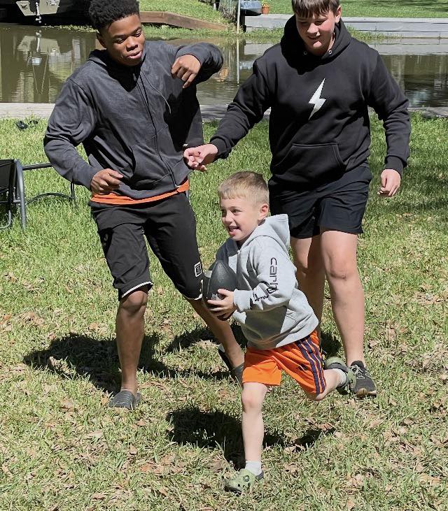 Plenty of room in the backyard for a family game of football!