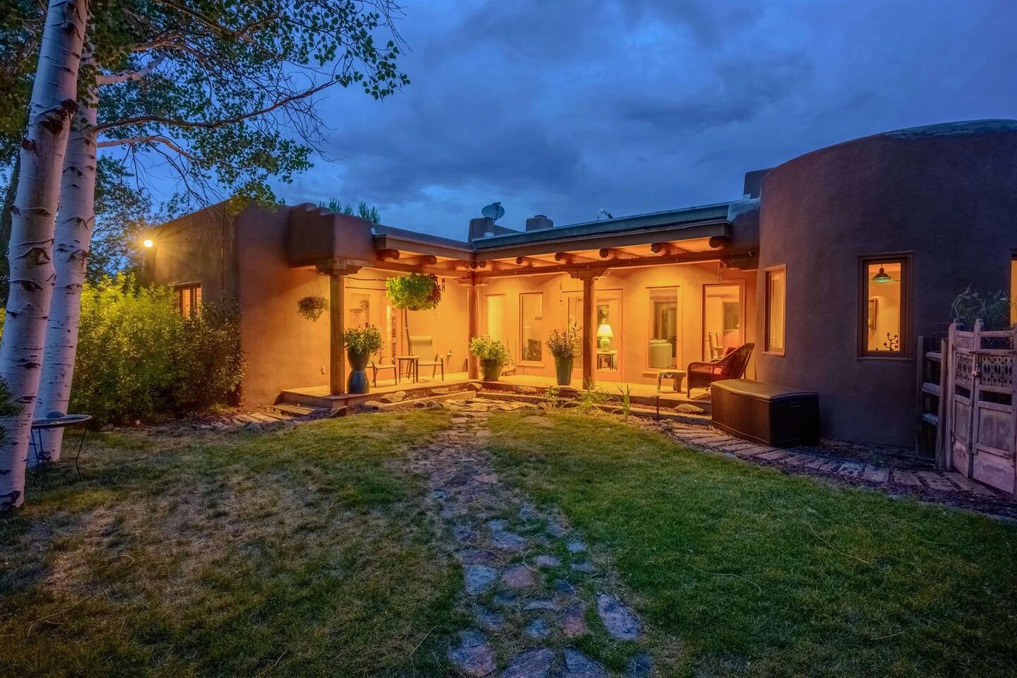 Second patio with sunset views through the Aspen and cottonwood trees