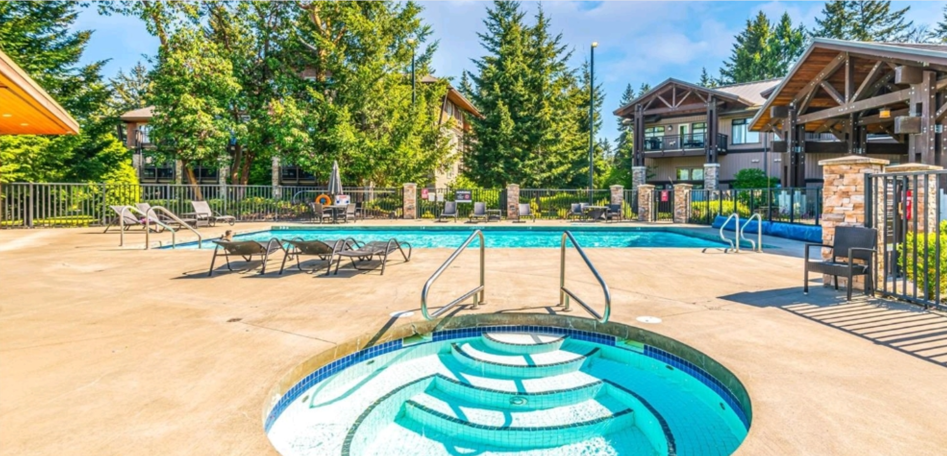 Seasonal Resort Outdoor Pool. Hot tub is open year round.