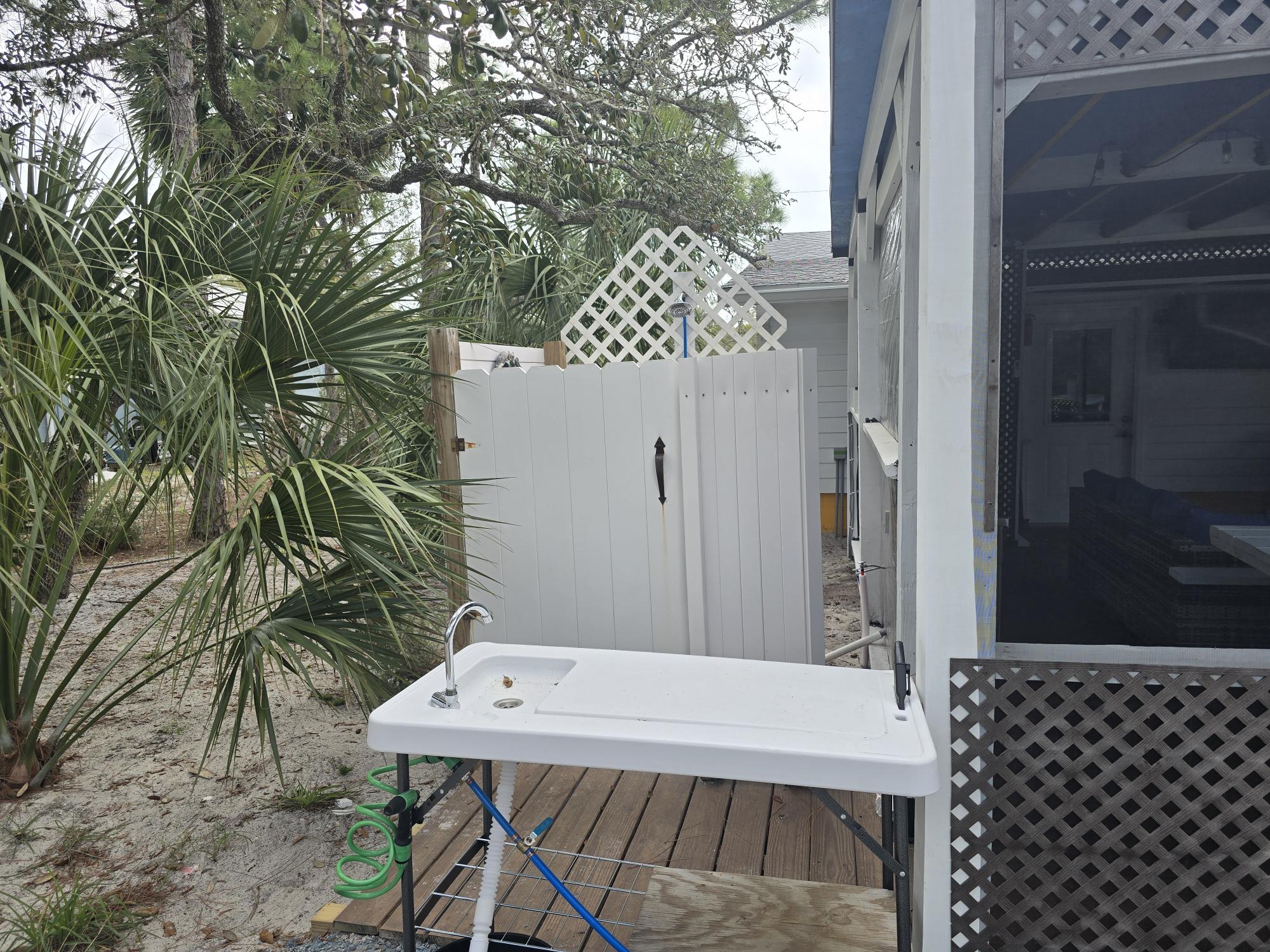 Fish Cleaning Table and outdoor shower