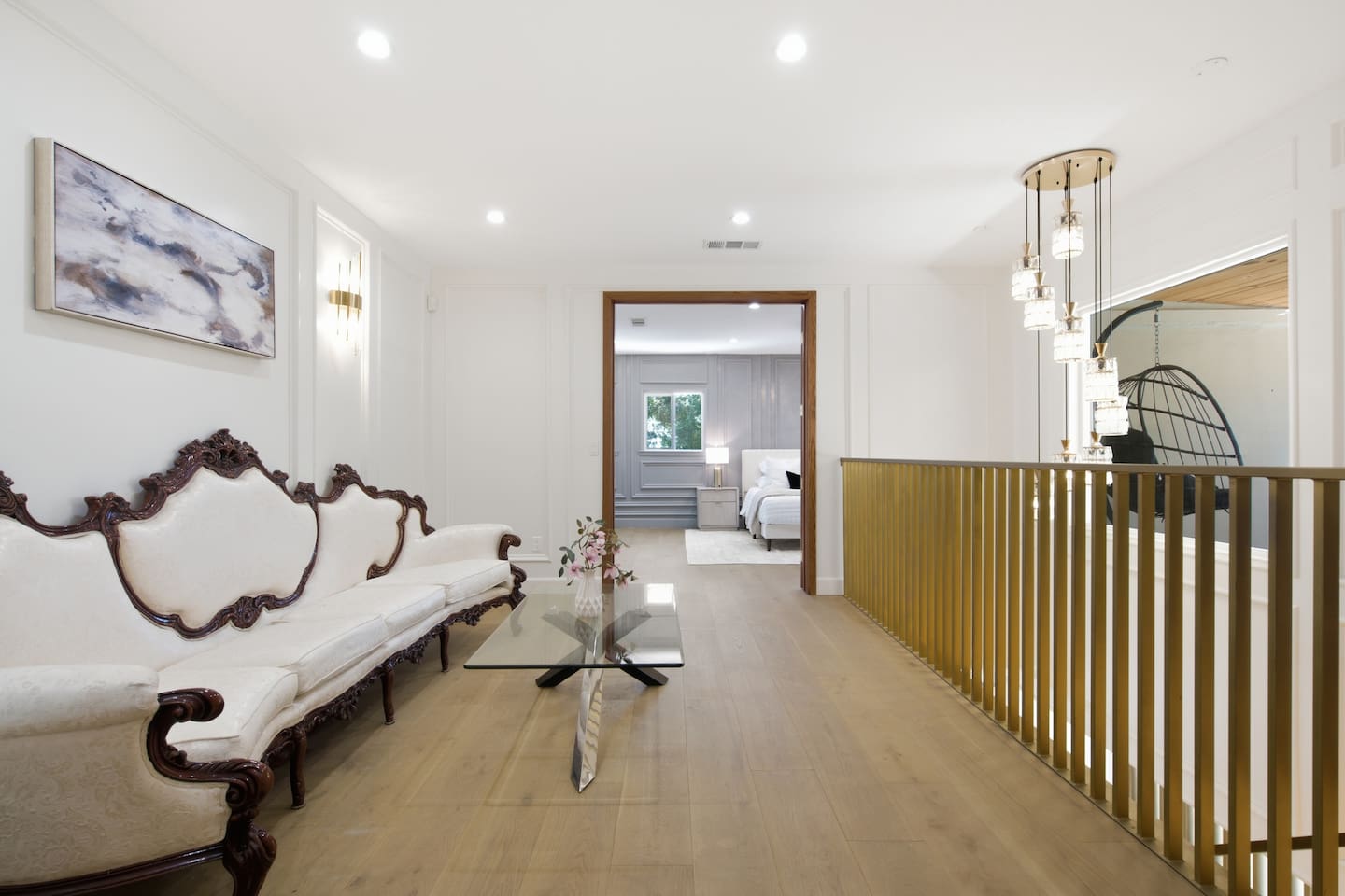 A stunning space creates a beautiful focal point and adds charm to this welcoming getaway.