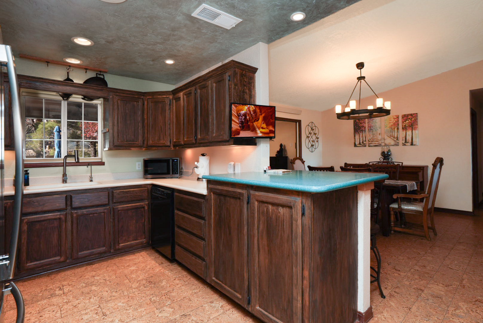 Kitchen bar seating for casual meals, morning coffee, or keeping the cook company while dinner comes together.