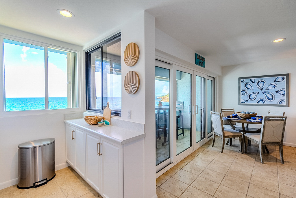 Coffee on the balcony and meals just inside the doors.