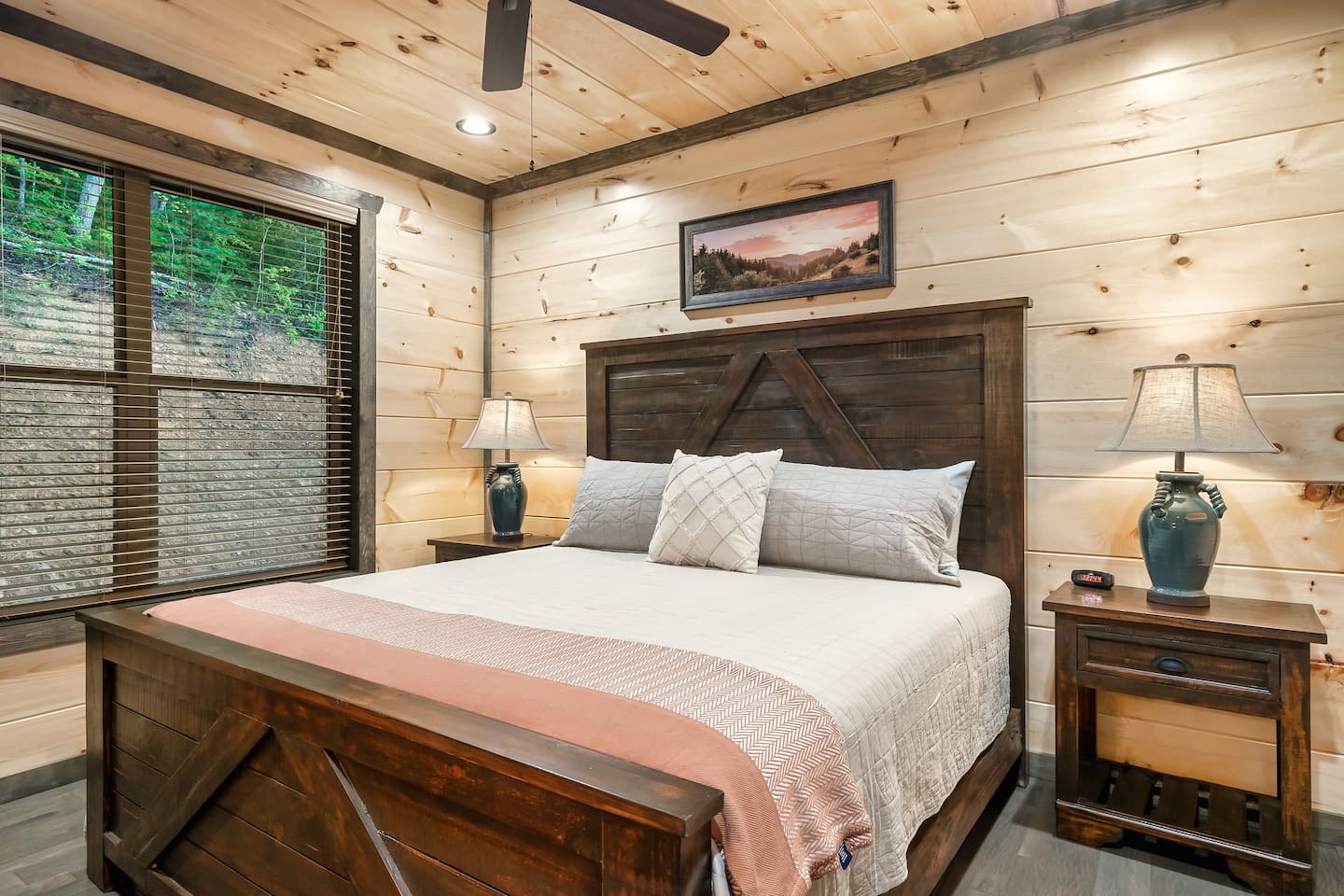 Upstairs King bedroom, TV with byo passwords for Netflix, private bathroom.