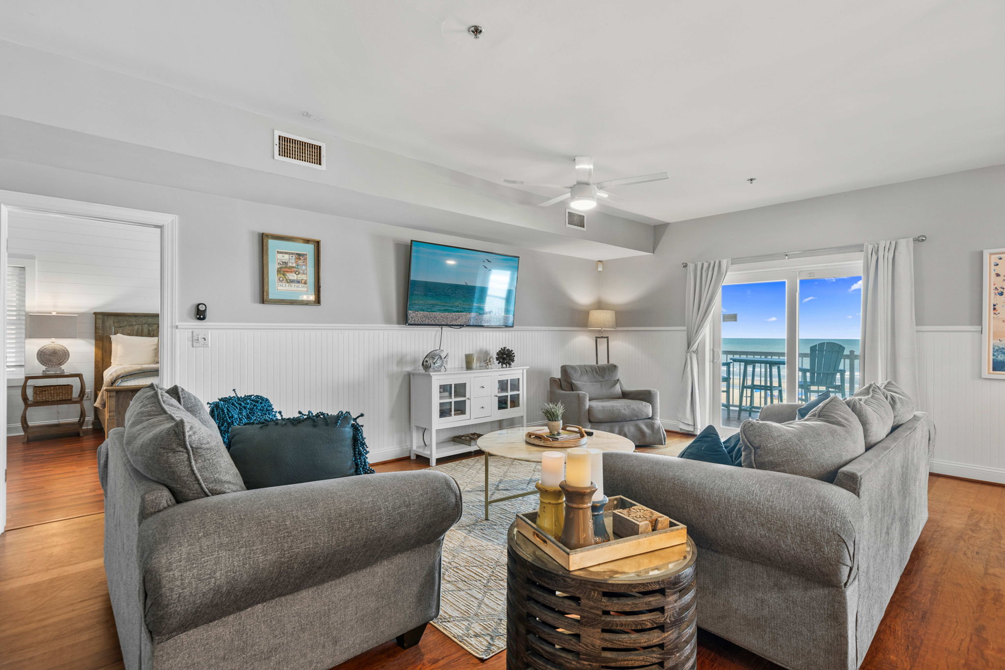 Living Room  | Morning Sunrise | 302 Oceanview | 1116 Ocean Blvd, Isle of Palms, SC | IOP Escapes