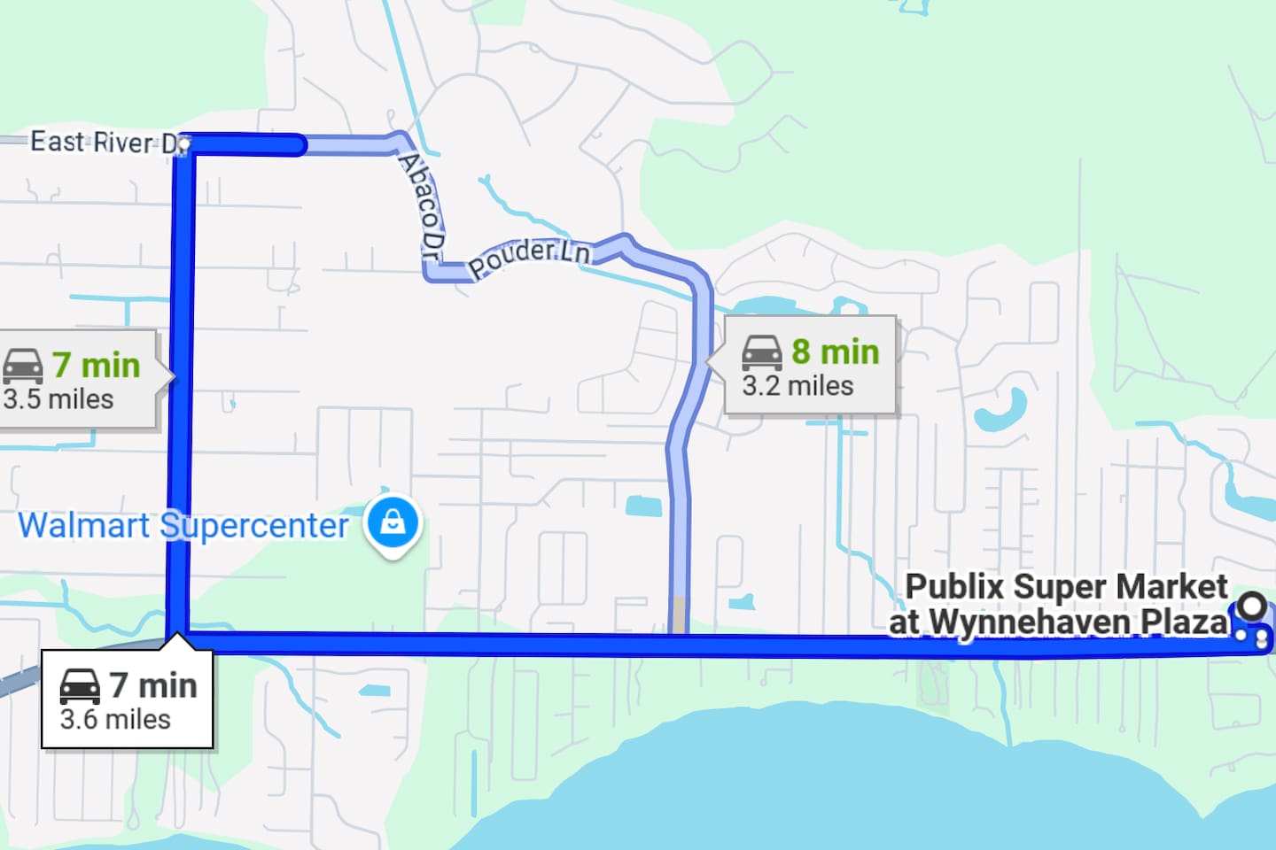 Distance to the grocery store.