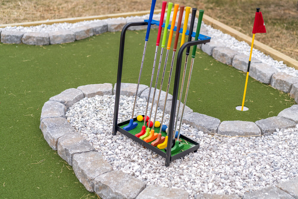 Backyard mini-golf for the whole family. Quick rounds between meals and movie night.