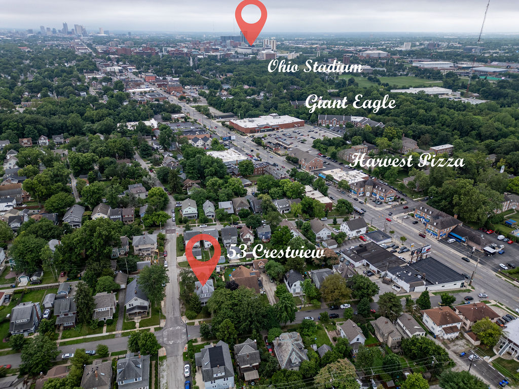 Sky View of the House and Everything that's walking distance from the House.