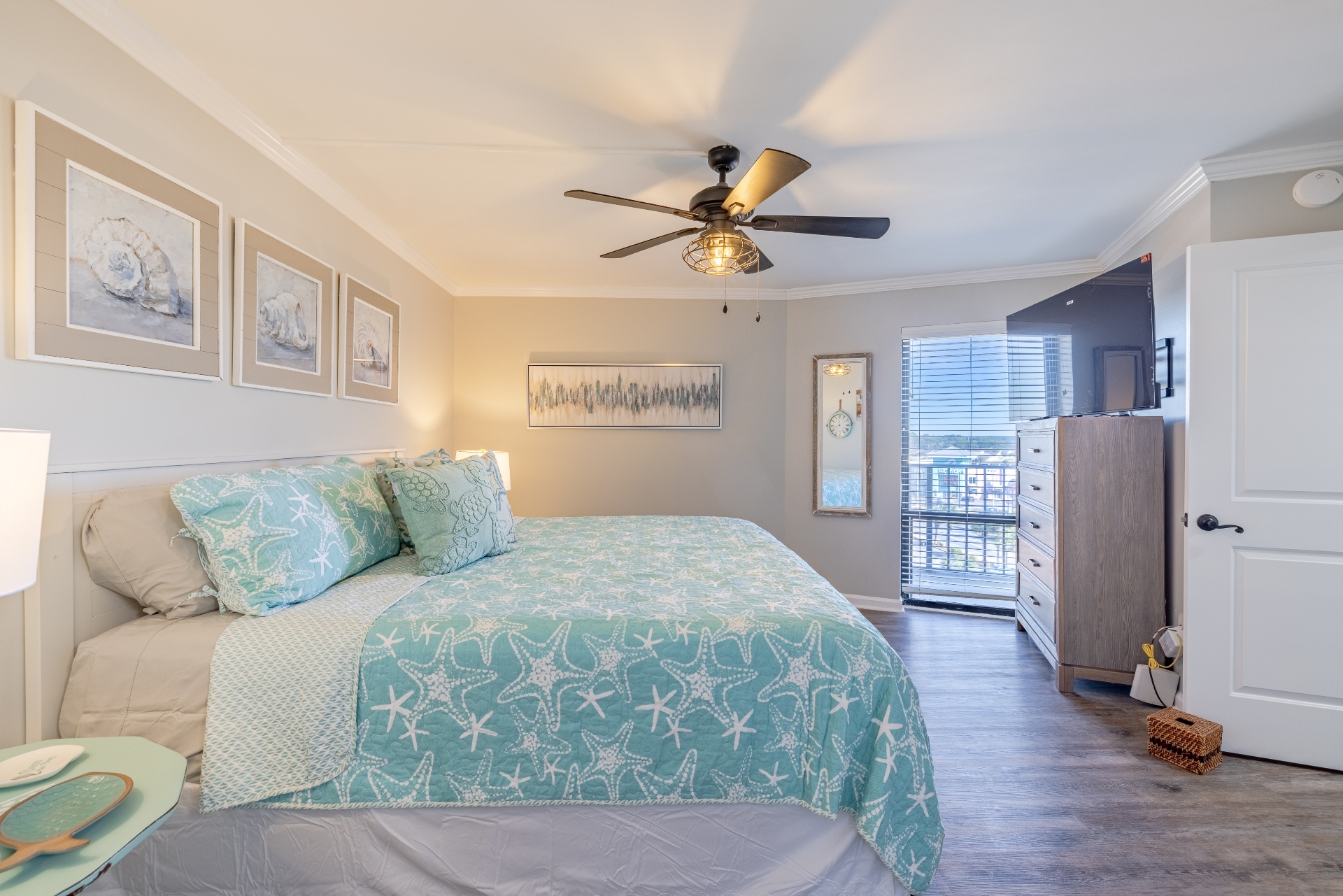 Master bedroom with king and ensuite bathroom