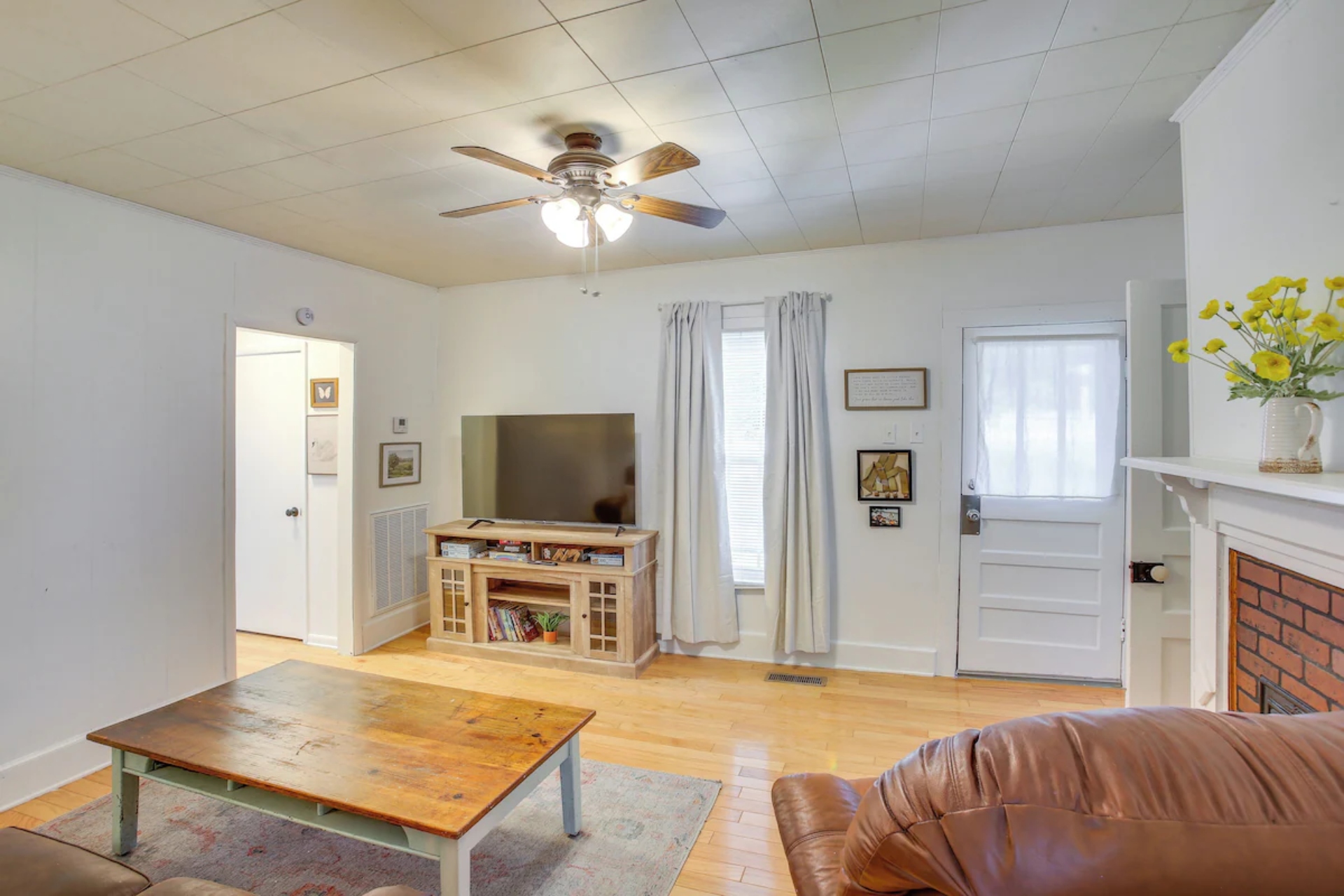 Living area with comfy seating and smart TV