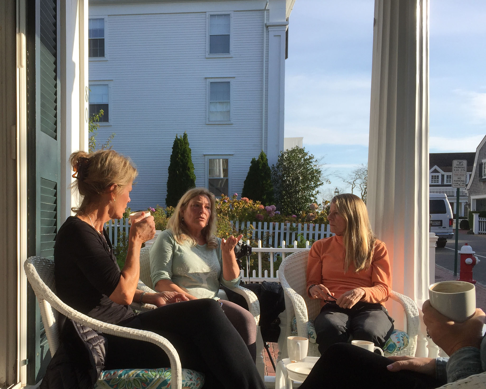 Friends on the Front Porch enjoying coffee in the morning