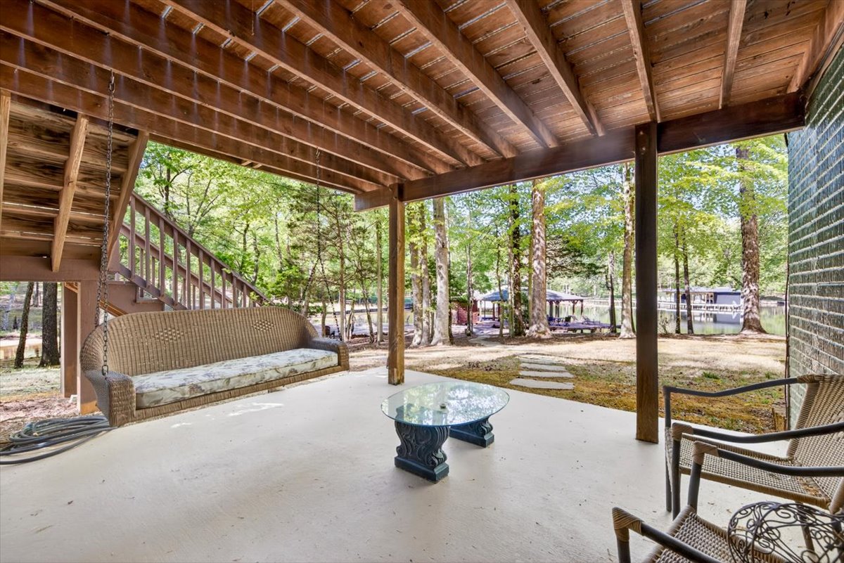 Outdoor bench swing—perfect for relaxing and enjoying the view.