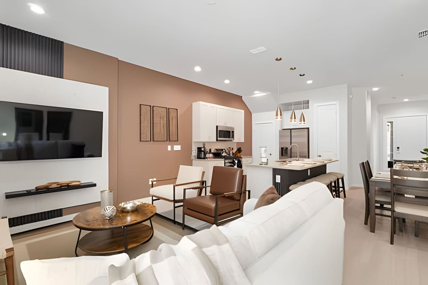Relax in the spacious living area, designed with comfort and style for your downtime.