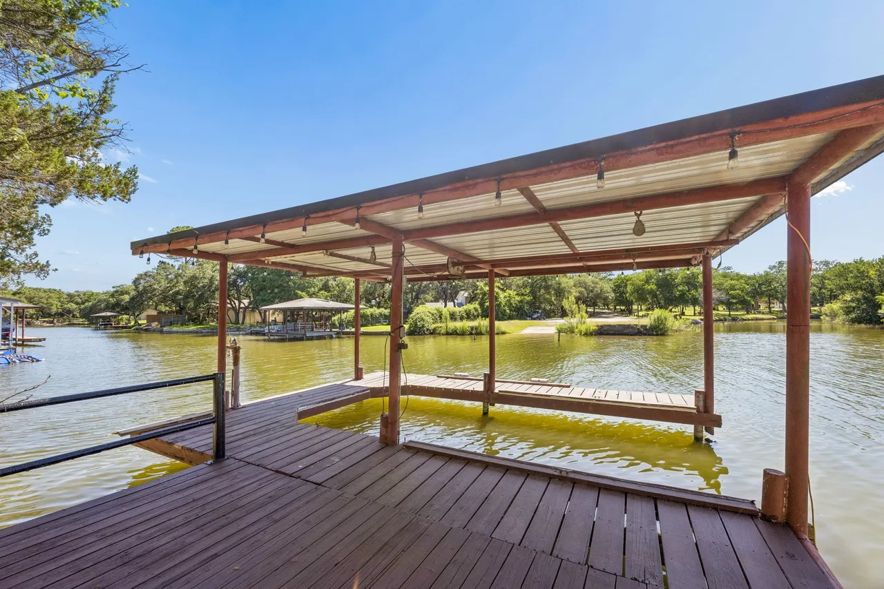 Covered dock and boat-lift area on Lake Granbury.