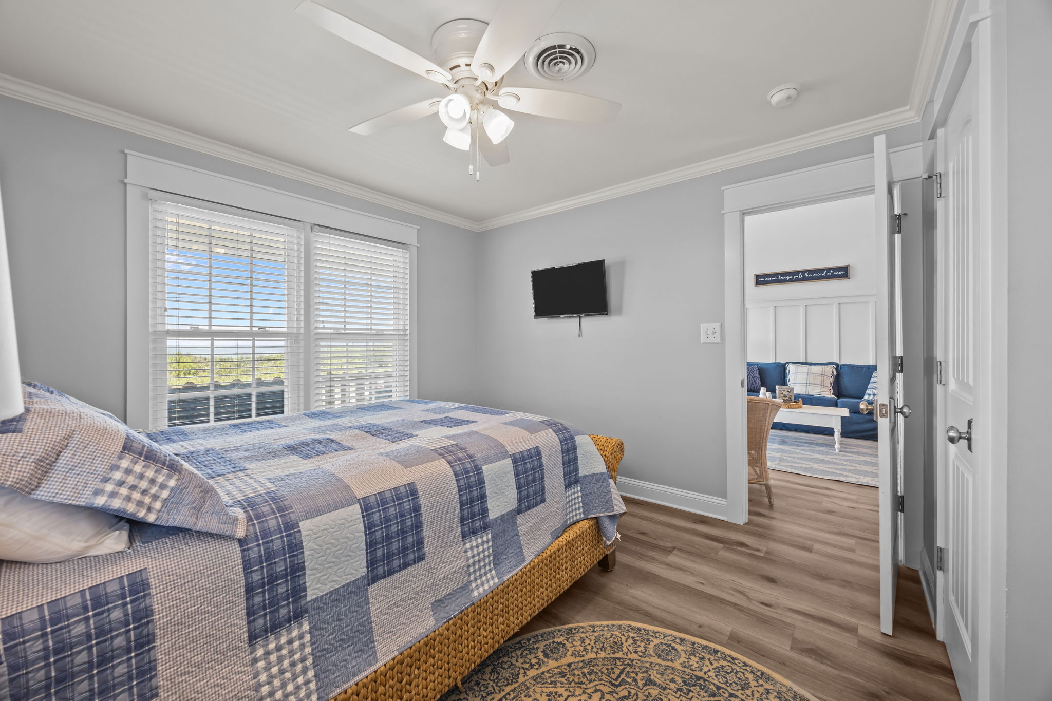 Relax and unwind with a flat-screen TV right in your private bedroom