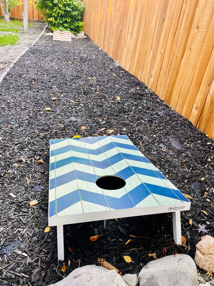 Corn hole, covered sandbox and horse shoes are just some of the activities available.