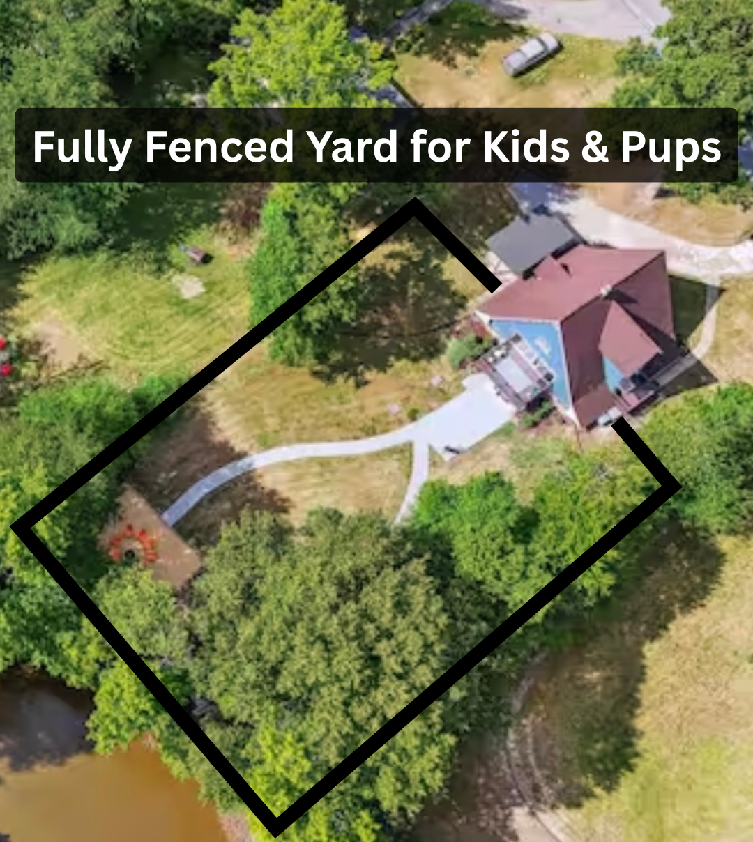 The backyard is fully-fenced in so everyone can enjoy the backyard comfortably