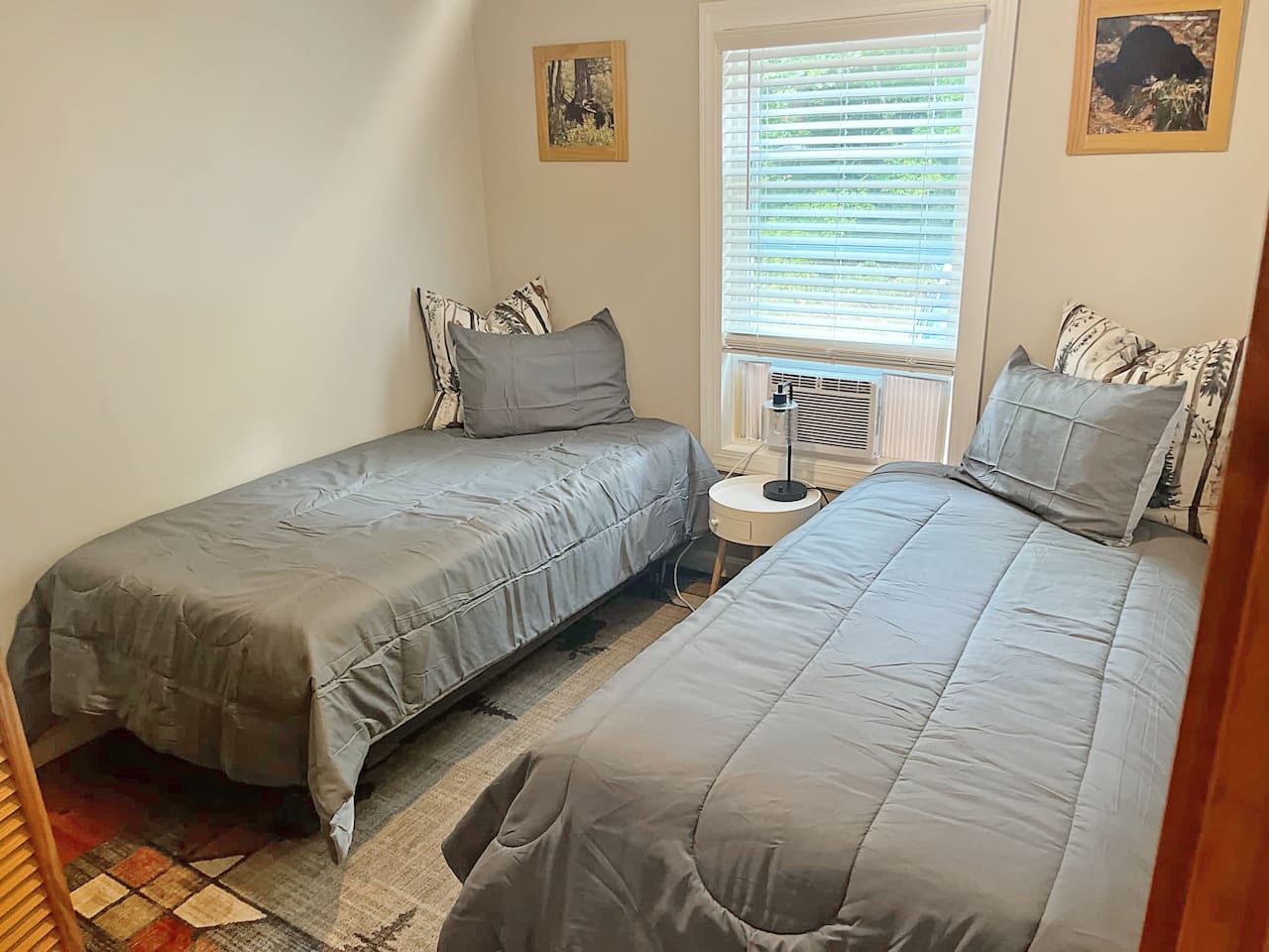 Bedroom 3 has 2 twin bed and a closet to hang your clothes! 
