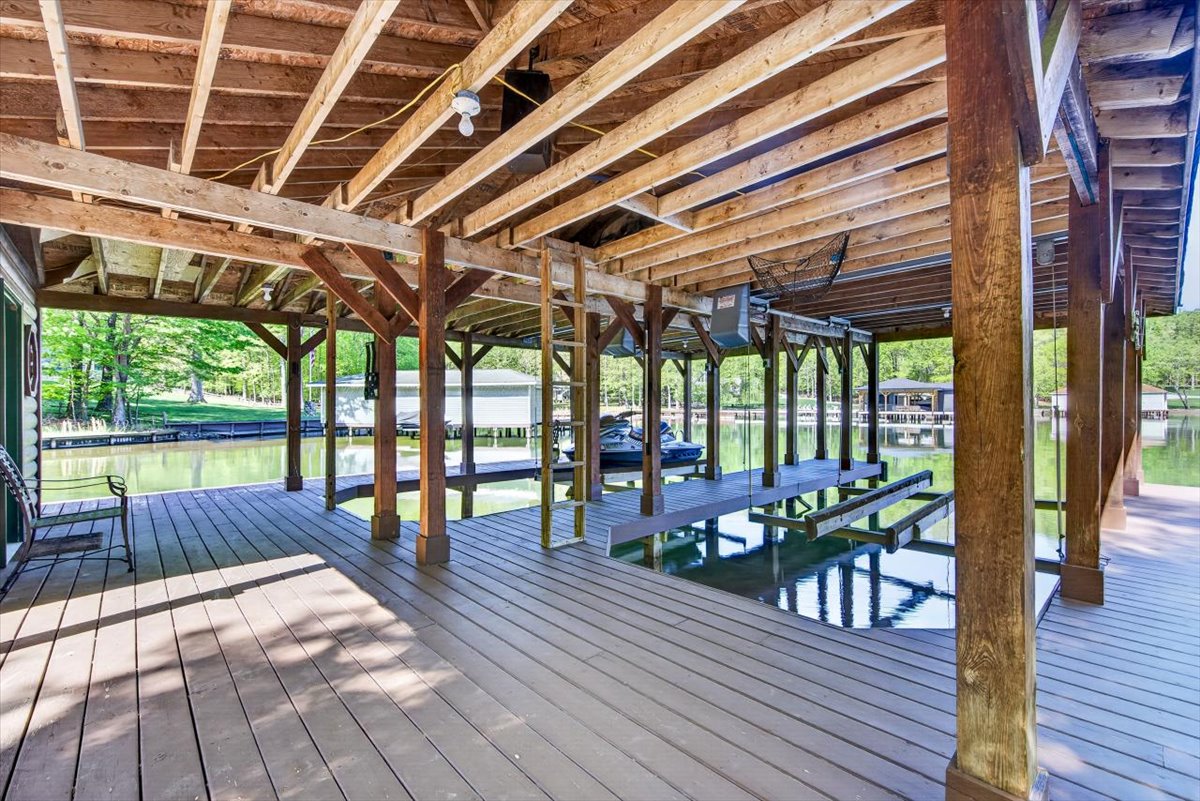 Private boathouse for effortless lake days.
