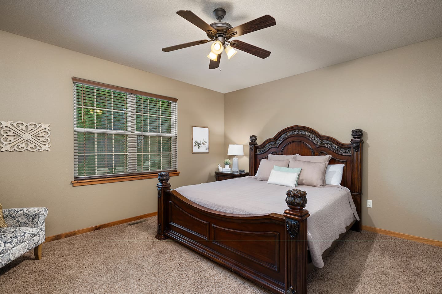 Main level King Bedroom with big screen tv and ensuite bathroom