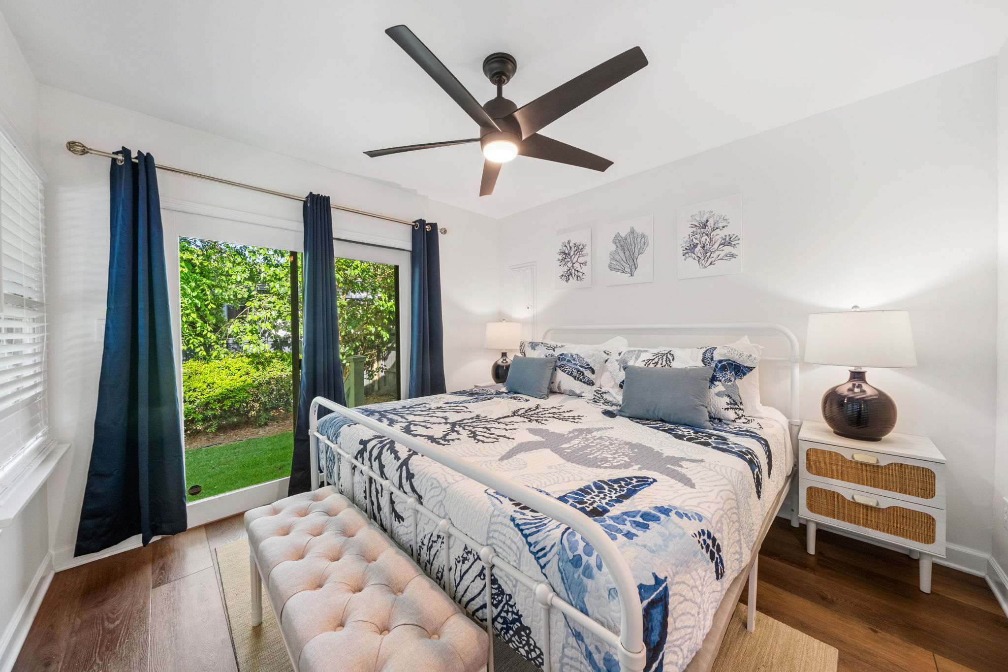 King Bedroom 3 Overlooks The Pool and Has a Private Entrance To Backyard | IOP Escapes Beach Blessing | 3705 Hartnett Blvd, Isle of Palms, SC
