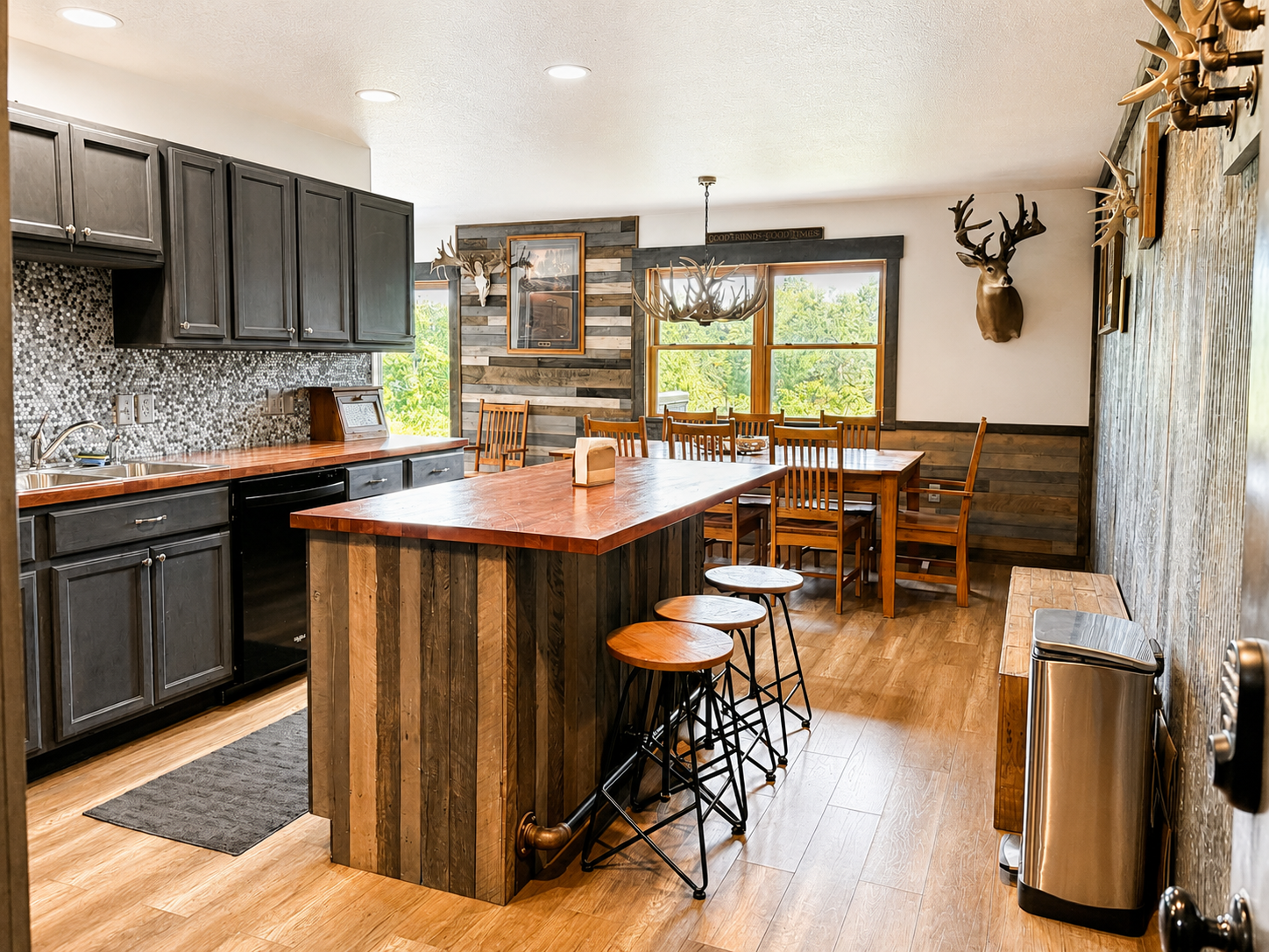 Fully equipped kitchen with a large island and extra seating, ideal for meals, snacks, and group hangouts.