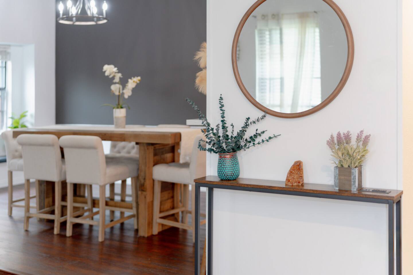 Kitchen + dining open layout with modern finishes.