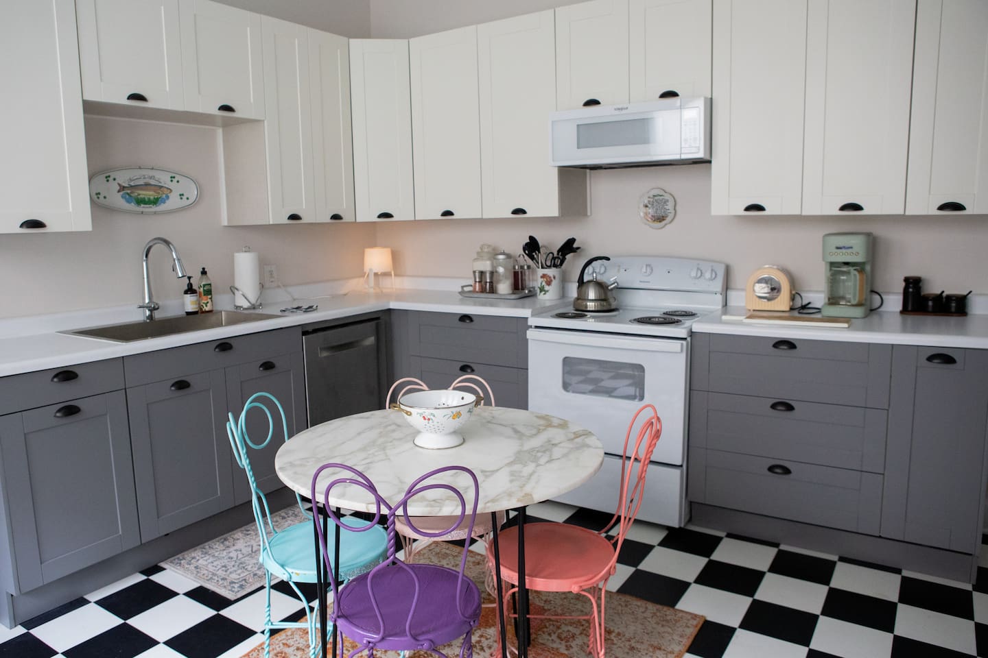 We take our mornings seriously at The Urban Chalet ...coffee beans, tea, french press, drip brew, kettle, grinder & toaster - Amelia's Bakery is just up the block, and their croissants are truly next level.  