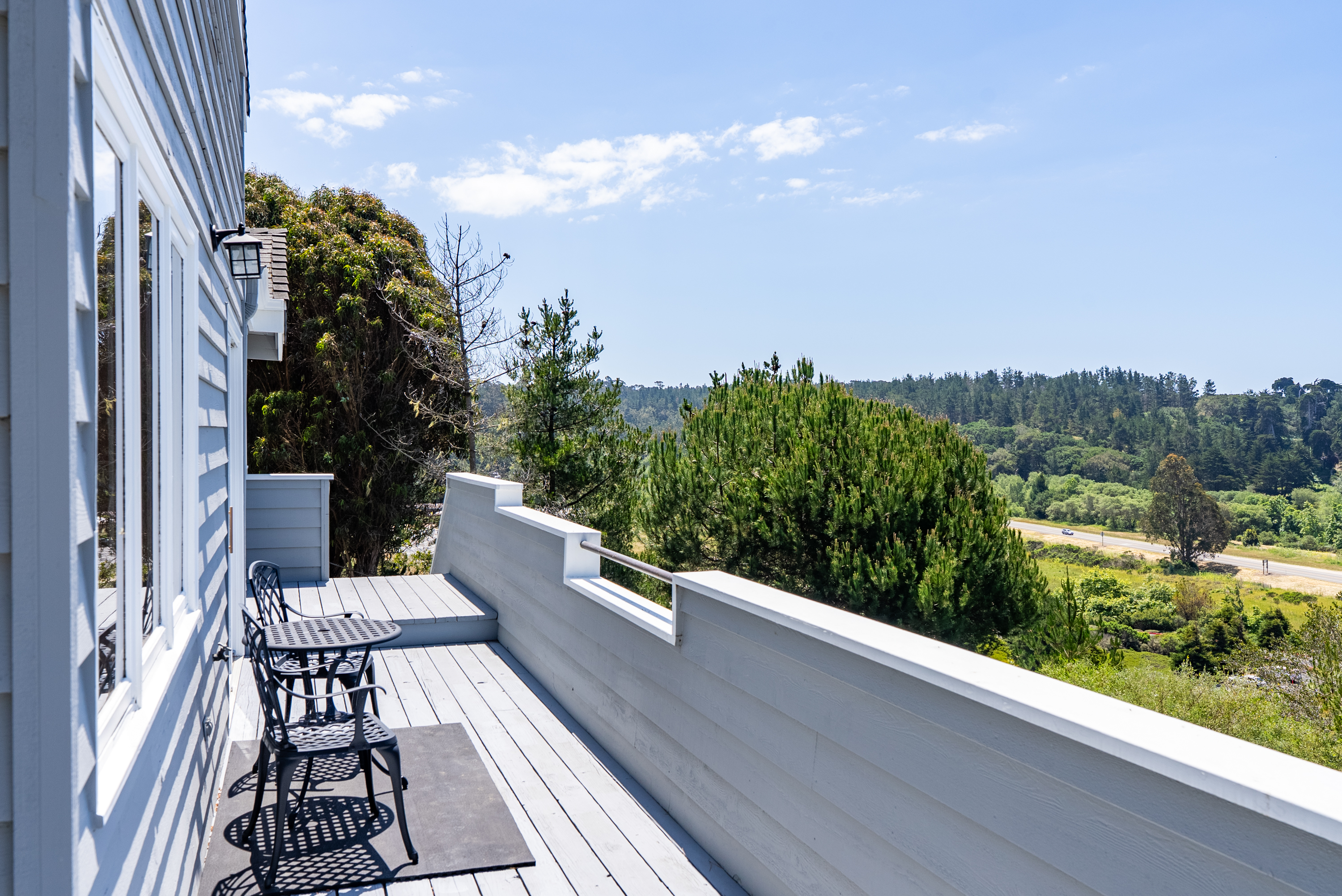 Sun-drenched balcony for quiet moments.