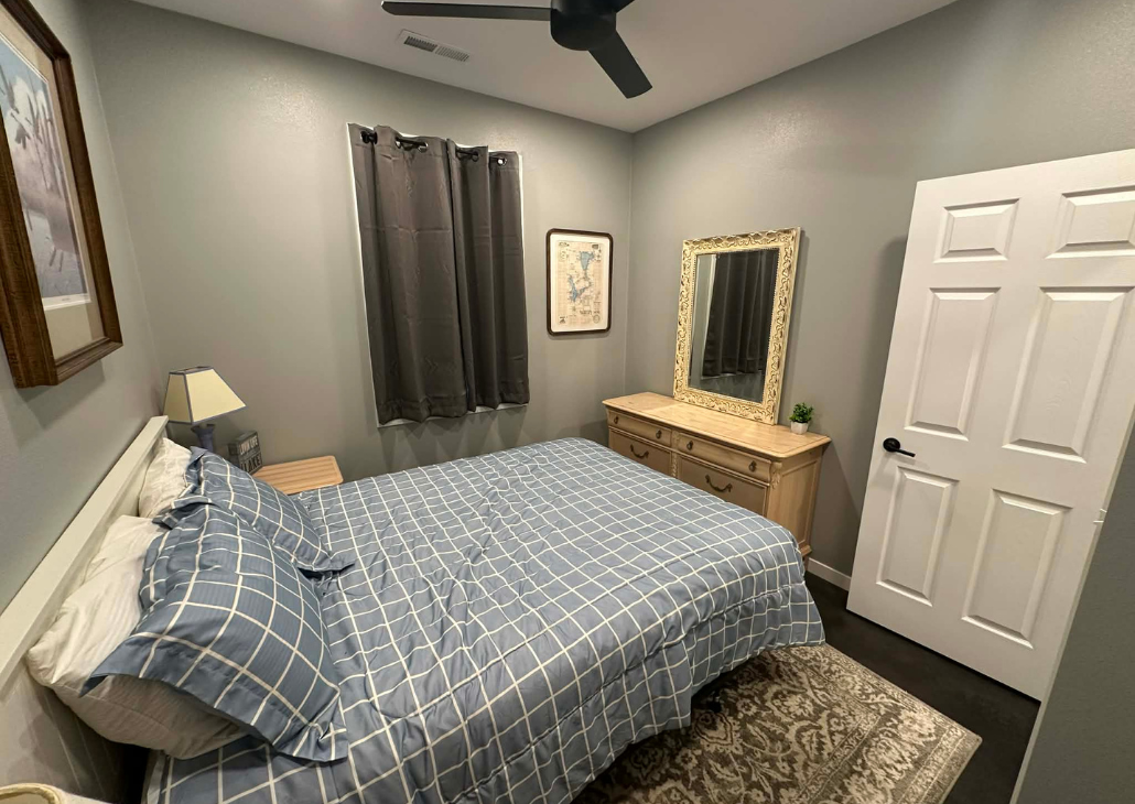 NEW HOUSE: Bedroom 2 for the win with the room darkening curtains.