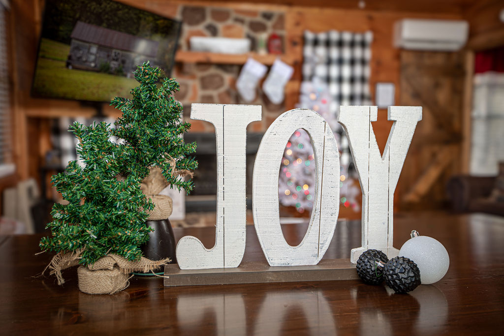 Spreading holiday joy at the cabin.
