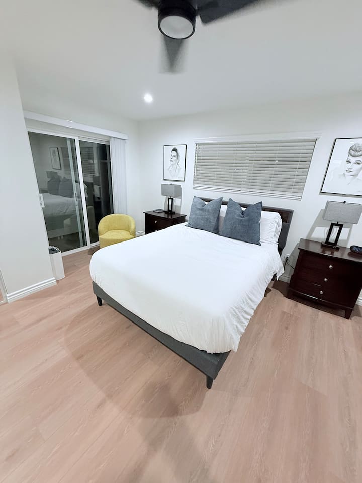 Bedroom 1 
Queen bed & Slider door to back patio and backyard