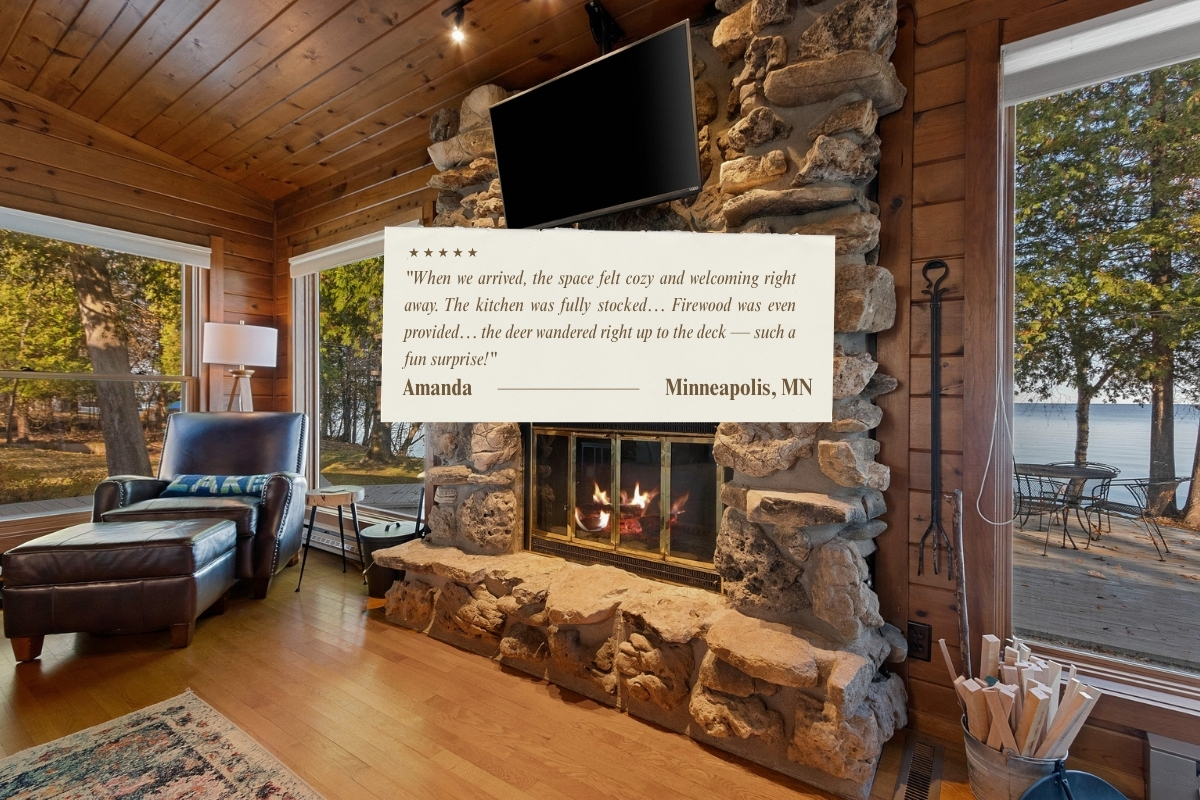 When we arrived, the space felt cozy and welcoming right away. The kitchen was fully stocked… Firewood was even provided… the deer wandered right up to the deck — such a fun surprise!