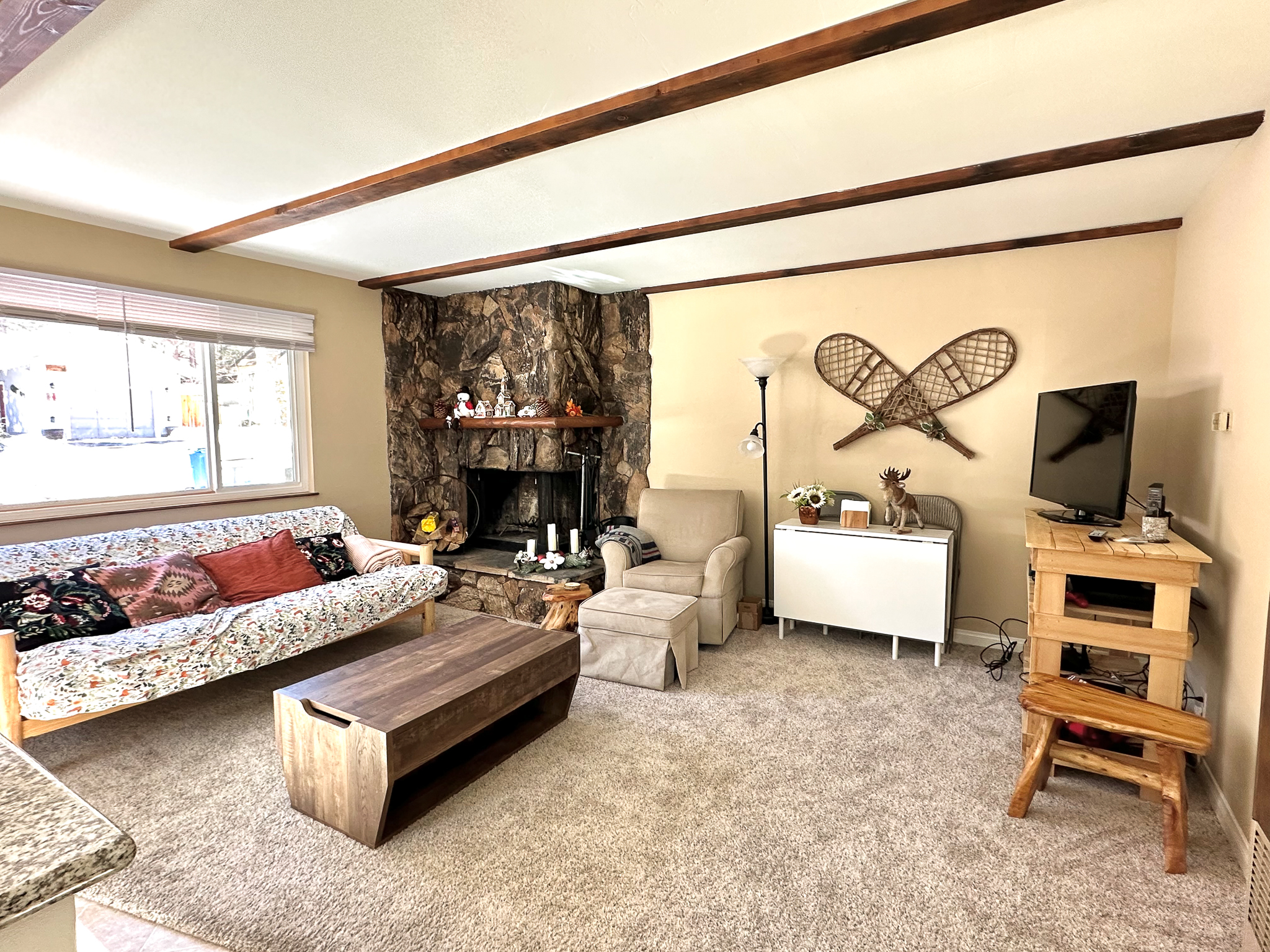 Fireplaces in most cabins