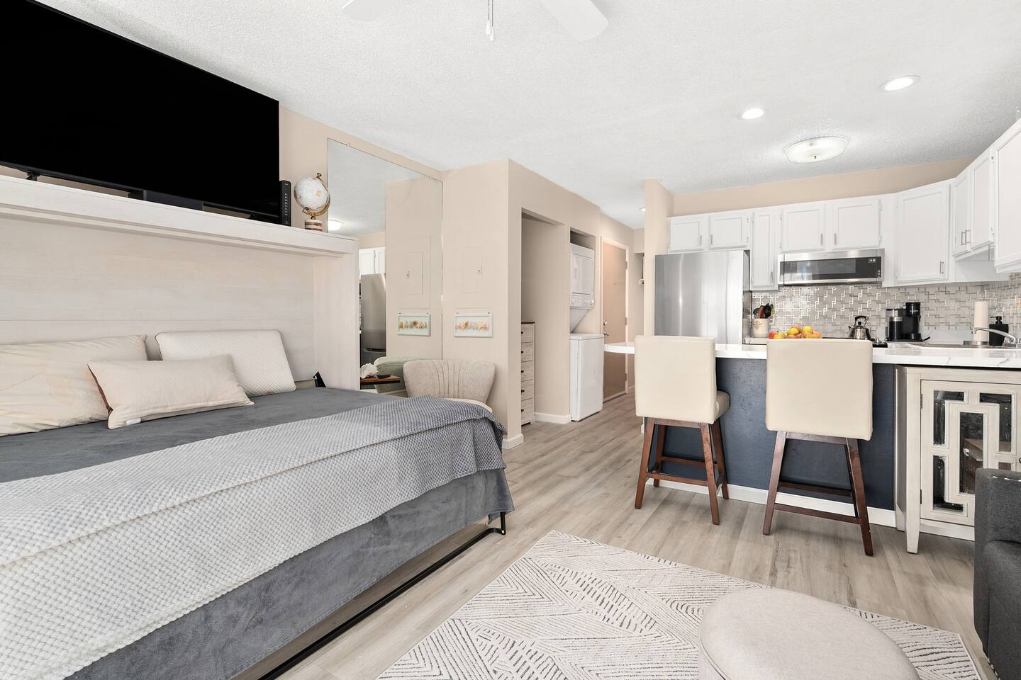 Murphy bed comfortably sleeps 2 