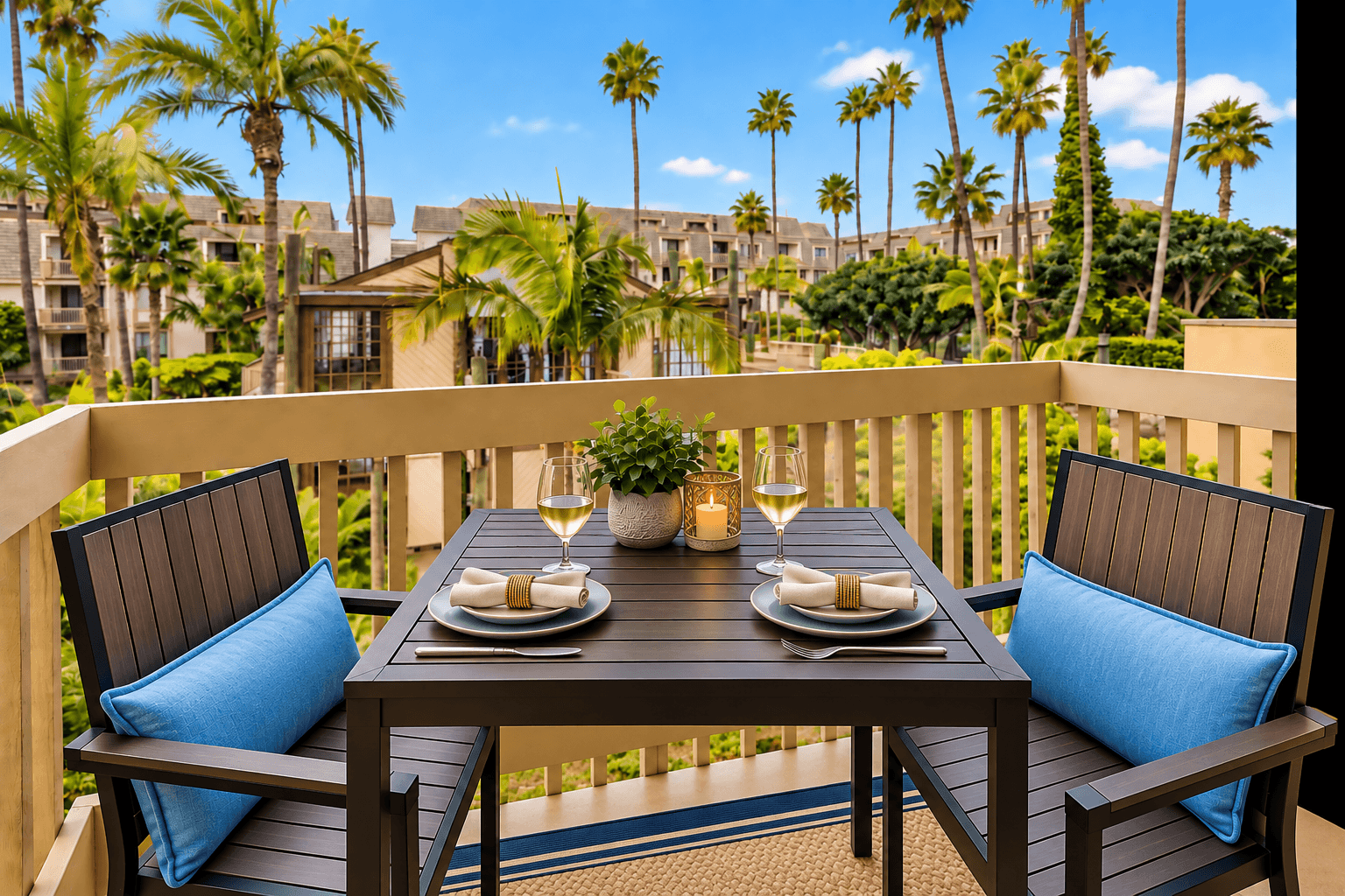 Elevated ocean and koi pond views