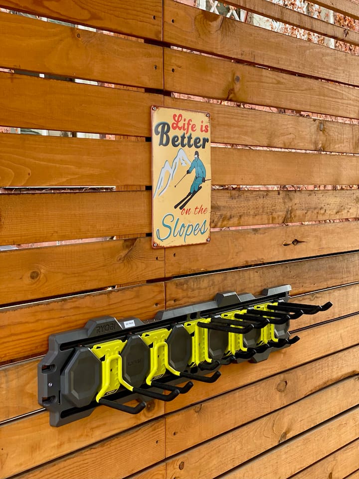 Keep your gear dry and ready — our covered porch offers easy-access storage for skis and snowboards after a day on the slopes.