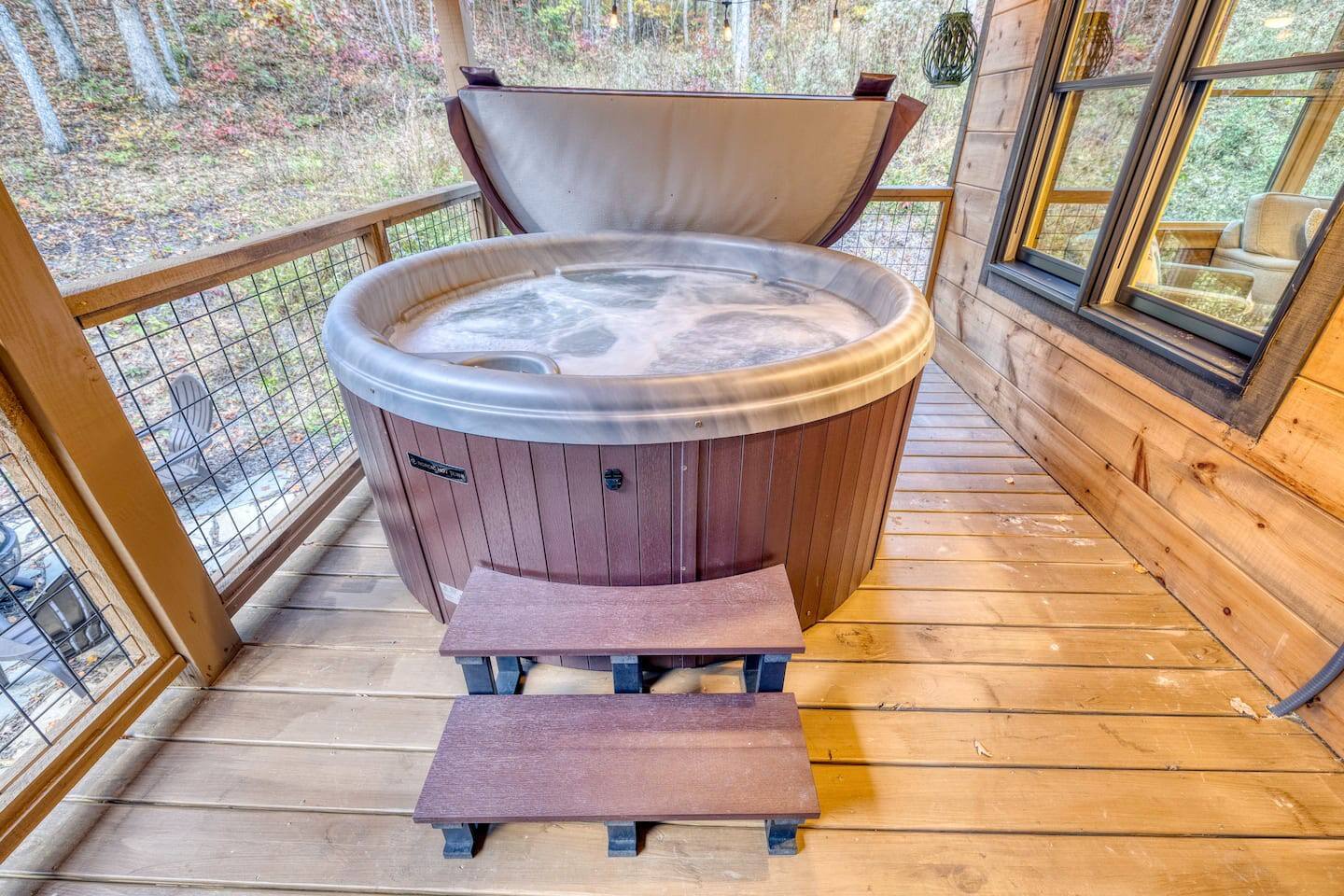 Dive into relaxation in our meticulously cleaned hot tub, ensuring a rejuvenating experience for your mind and body every time. 