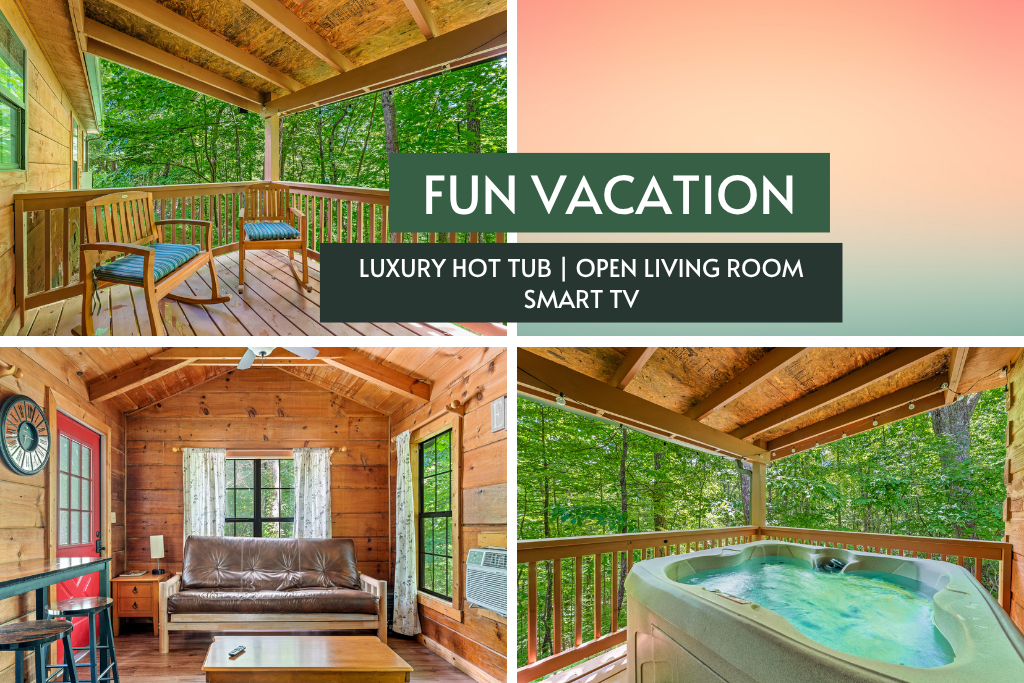 Enjoy a fun vacation with hot tub, Smart TV, and fireplace all in one cozy space